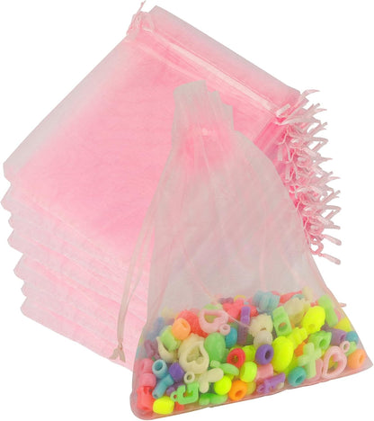 Organza Bags, Organza Bags 5 x 7 Inch, 50 Pcs White Sheer Party Favor Mesh Bag with Drawstring, Small Jewelry Gift Candy Bag for Wedding Christmas Birthday Halloween Graduation Party Favors Supplies