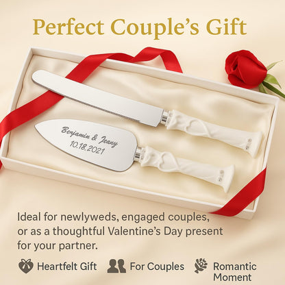 GIFTS INFINITY Personalized Wedding Cake Knife and Server Set with Engraving – Cake Cutting Utensil Set, Keepsake Gift for Wedding, Anniversary, Reception, Birthday & Other Occasions (CH-101WB)