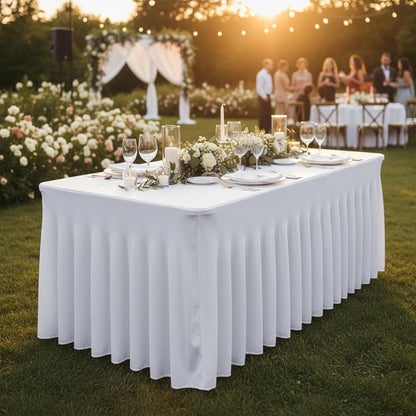 Fixwal Black Spandex Tablecloth for Rectangle Table 6ft, Table Skirt for Folding Table, Table Cover for Party, Show, Wedding and Birthday