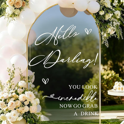 Custom Name Welcome to Our Wedding Signs Personalized Wedding Mirror Decals Selfie Mirror Decal for Wedding Entry Reception Display Golden Date Marriage DIY Vinyl Lettering Welcome Party Decoration