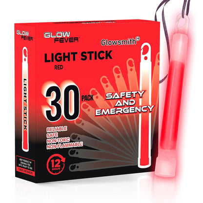 Glow Fever Emergency Safety Military Grade Glow Sticks, 30pcs 6'' Lightsticks, Light Up Ultra Bright with 12 Hours Duration. for Hiking Party Camping Blackouts Hurricane Shelter Survival Kit (Yellow)
