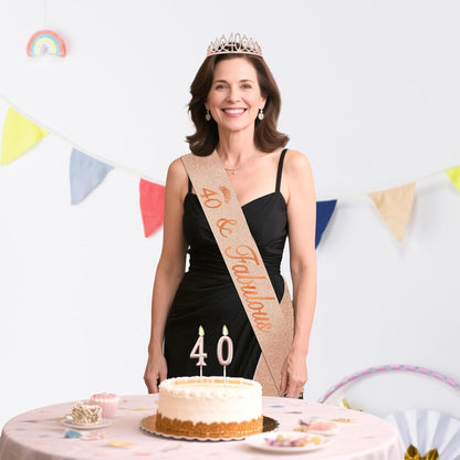 21st Birthday Decorations for Her with 21st Birthday Sash and Crown, Candles Gold, Gifts for 21 Year Old Girls