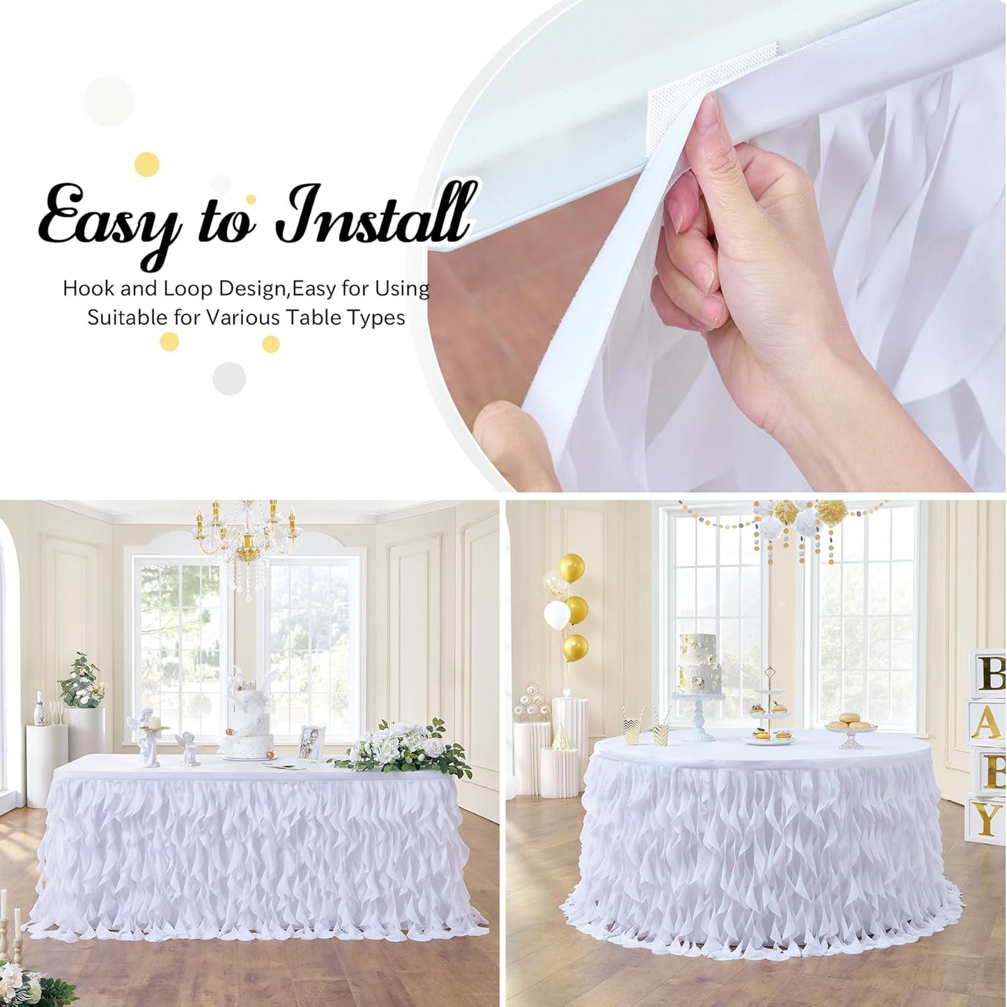 leegleri 6FT Tulle Ruffle Curly Willow Table Skirt for Rectangle or Round Tables, Under The Sea Ocean Blue Baby Shark Themed Tutu Table Skirt for Baby Shower, Birthday Party