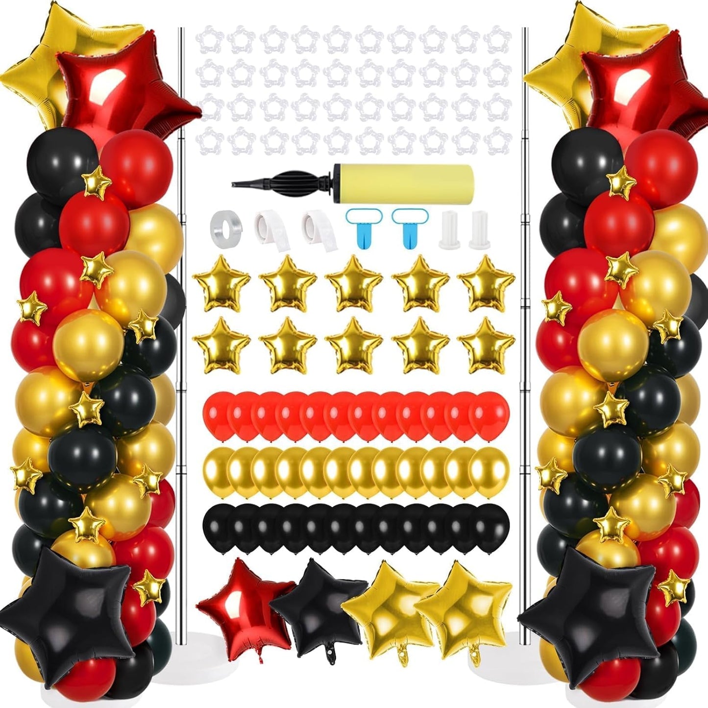 2 Sets Graduation Balloon Column Stand Kits with Balloons 2026 Grad Themed Decoration Navy Blue Balloon Tower Stand Kit for Grad High School & College Celebration Party Decor