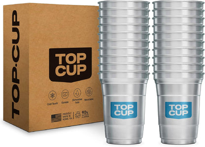 Top Cup – 16 Ounce, 30 Count, Reusable Aluminum Party Cups | Cold-Holding, Recyclable, Made in USA