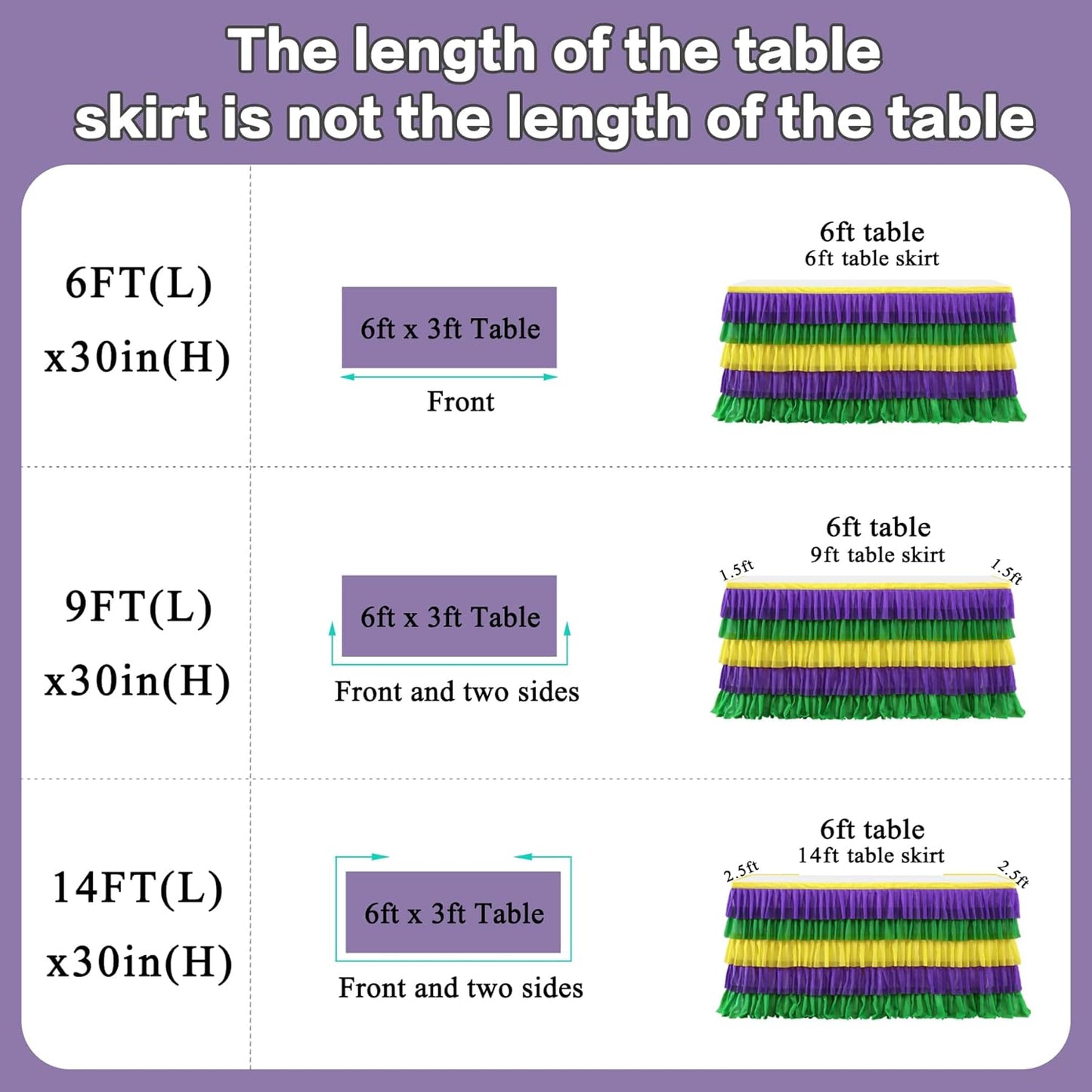 Pastel Rainbow Table Skirt Ruffle Party Tablecloth for Rectangle Table 6ft Birthday Party Baby Shower