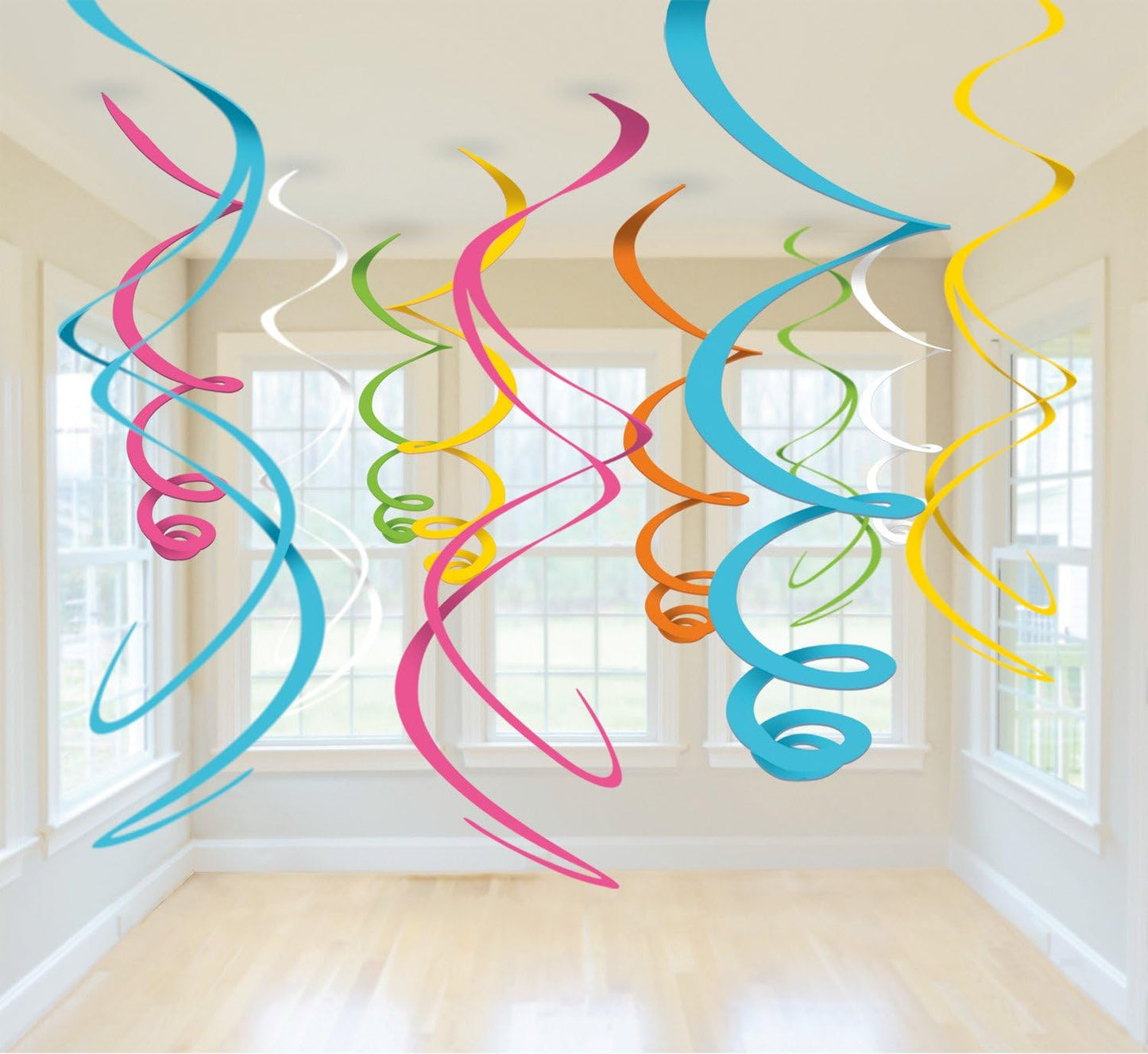 Party Swirl Decorations, Hanging Swirl for Ceiling Decorations, Light Blue, Pack of 30
