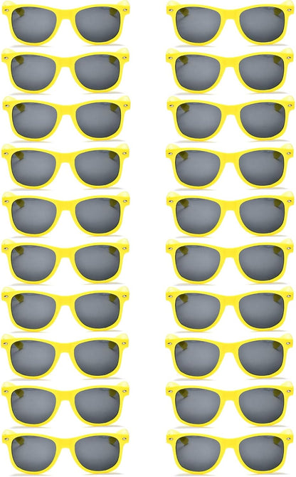 20 Pairs Bulk Sunglasses for Adult Retro 70s 90s Cheap Glasses (Black)