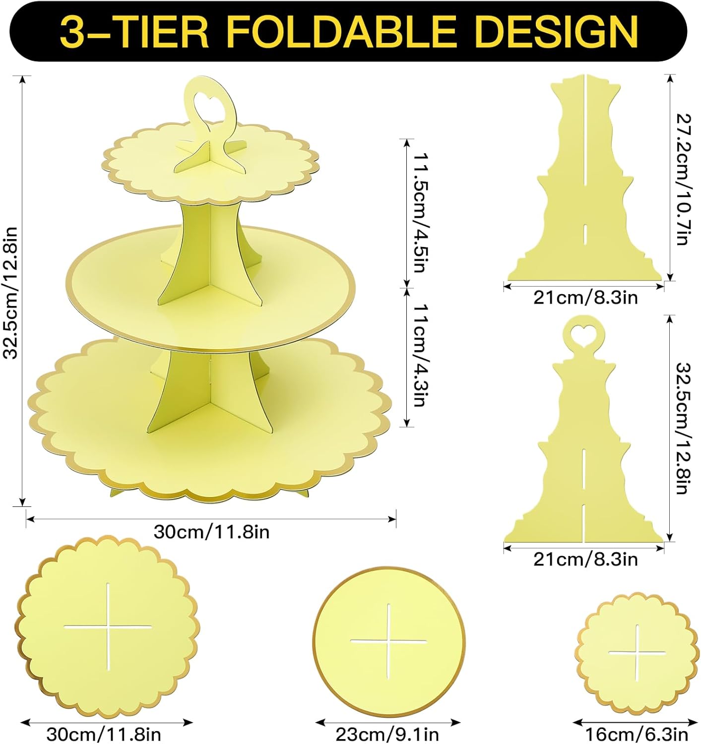 Soleebee 3-Tier Cupcake Stand, Cardboard Cupcake Tower, Cup Cake Stand Tower for Birthday Wedding Party Decoration, Cupcake Tier Stand Desserts Display 1 Set (Purple Gold)