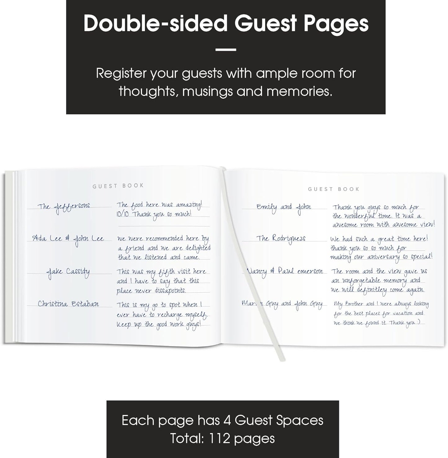 Useful Co. Black Guest Book, Use as Guest Book Wedding Reception, Sign in Book, Guest Book for Vacation Home, Funeral Guest Book, Hardbound Guestbook, Leather Cover, 112 Pages, 9 x 7 Inches