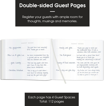 Useful Co. Black Guest Book, Use as Guest Book Wedding Reception, Sign in Book, Guest Book for Vacation Home, Funeral Guest Book, Hardbound Guestbook, Leather Cover, 112 Pages, 9 x 7 Inches
