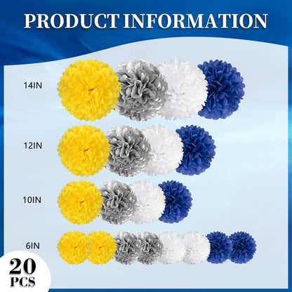 18 PCS Tissue Paper Pom Poms, Tissue Pom Poms Flowers, Sizes of 6", 10", 12", 14" Hanging Paper Flower Ball for Wedding, Birthday, Halloween, Christmas, Baby Shower Party Decor (Red Black Gold)