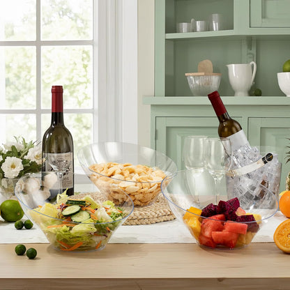 BESTVIP 54oz Clear Plastic Serving Bowls for Party - 12 Pack Angled Disposable Serving Bowls, Party for Chips, Snacks, Fruit, Salad - Bowls for Parties, Daily Use, Catering, Christmas
