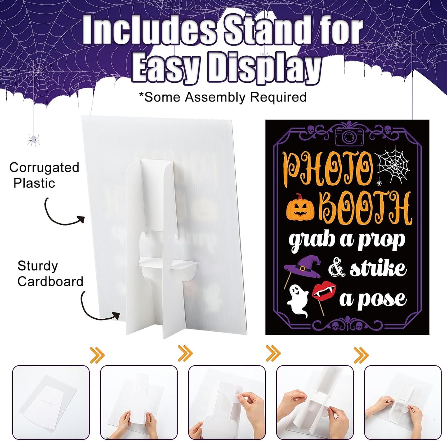 Briwooody Photo Booth Sign with Stand Retro Background Table for Indoor and Outdoor Party Theme Event Photography Props Desktop Decoration Supplies