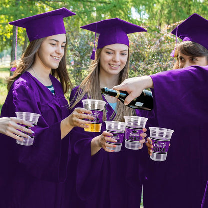 Gatherfun Graduation Decorations 2026-100 Pcs 16oz Blue Graduation Plastic Cups for Grad Party | Sturdy & Durable Drinkware for Grad Festivities | Essential Grad Party Supplies & Decorations