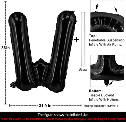 Lovoir 40 Inch Large Black Letter A Balloons Big Size Jumbo Mylar Foil Helium Balloon for Birthday Party Celebration Decorations Alphabet Black A