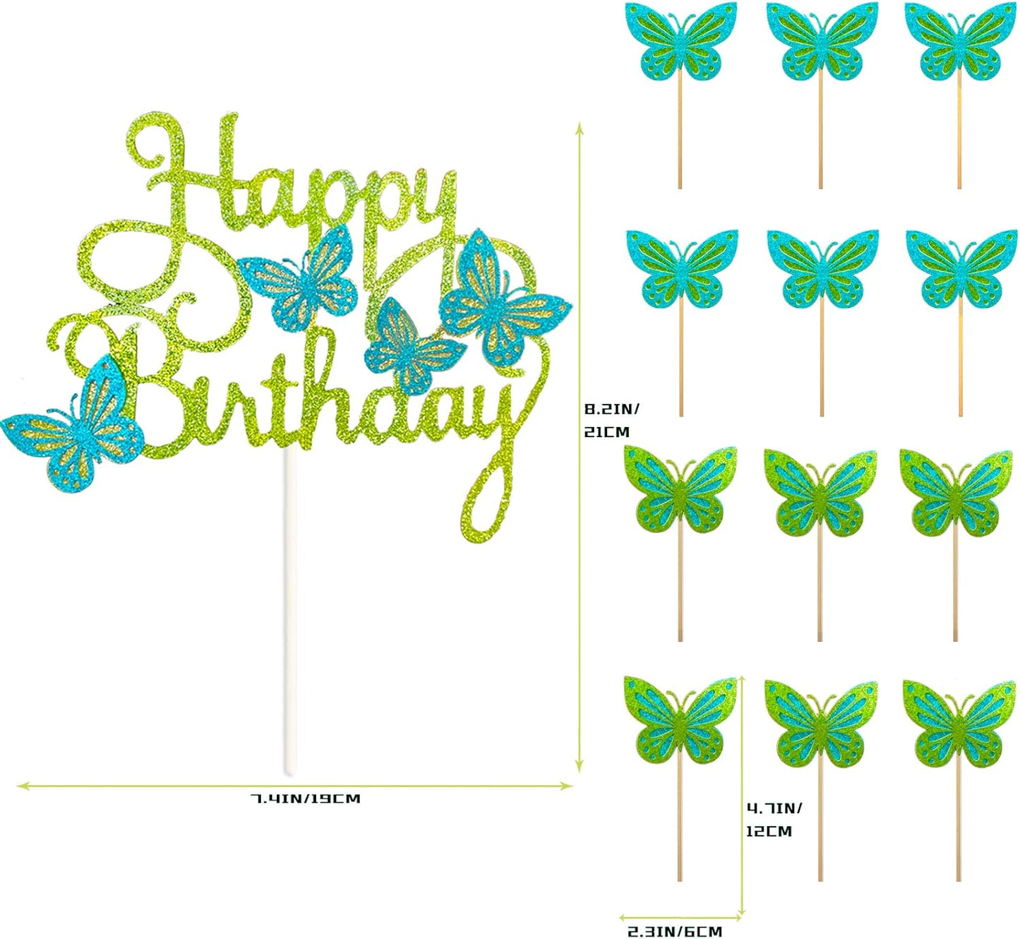 13-Pieces 3D Butterfly Cupcake Topper for Girls Women's Happy Birthday Cake Decorations Party Decorations(Pink)