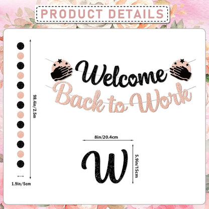 Welcome Back Decorations for Office Welcome Back to Work Decorations with Banner Circle Dot Garland Hanging Swirls Pompoms for Office Party Decor Sign