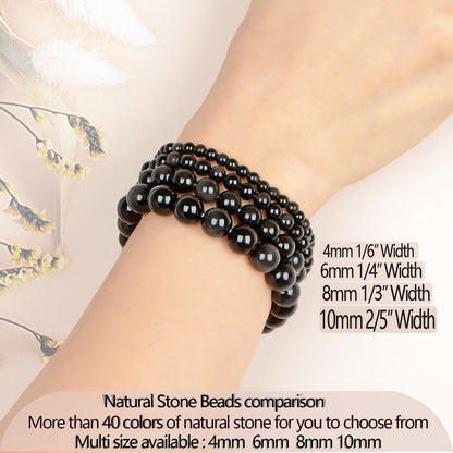 LPBeads Handmade Natural Gemstone Stretch Elastic Bracelet Healing Crystal Round Stone Beads Jewelry Gifts for Women Men