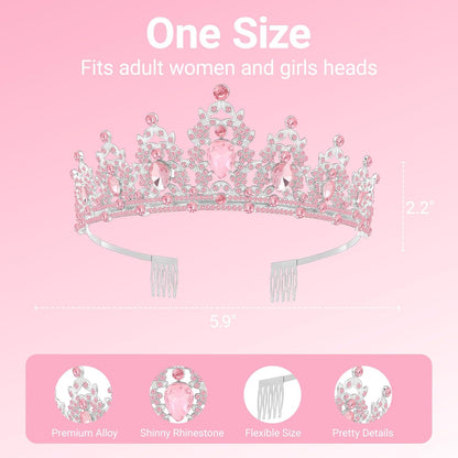 Birthday Tiara and Crown with Sash, Birthday Tiara for Women Party Silver