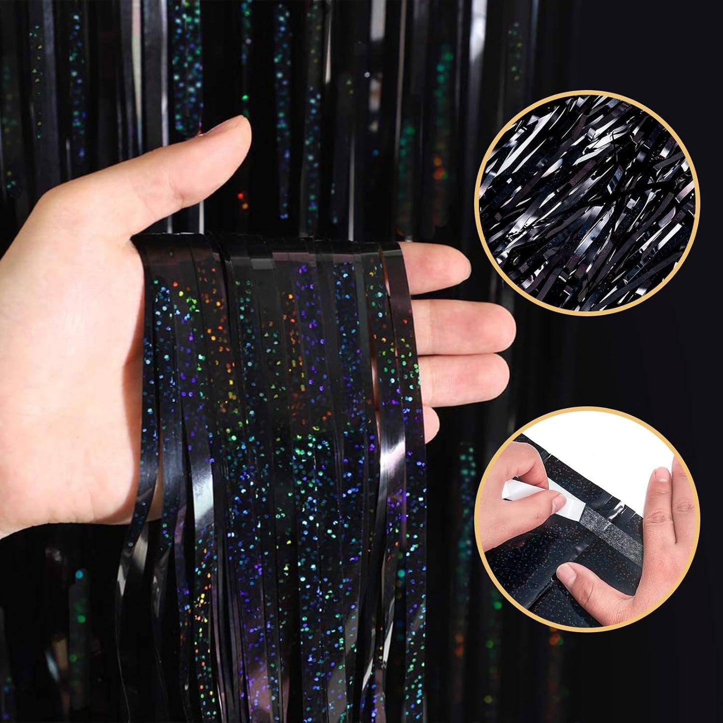10 Pack Silver Backdrop Curtain 3.2ft x 8.2ft Metallic Tinsel Foil Fringe Curtains Photo Booth Background for Birthday Party Decoration Baby Shower Engagement Wedding Christmas Decoration (Silver)