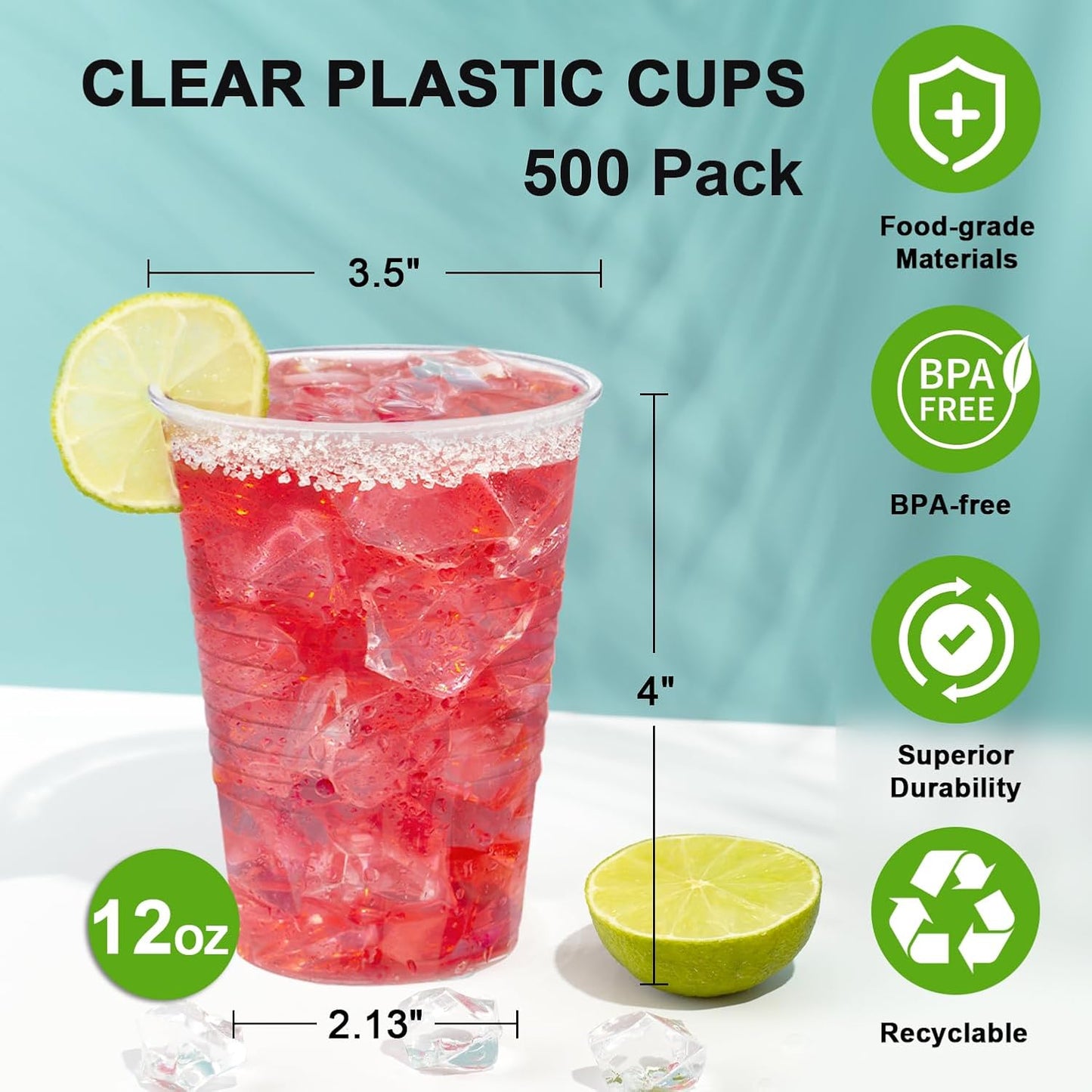 Clawsoff 500 Pack 9 oz Plastic Cups, Disposable Drinking Cups, Water Cups Plastic Clear Cups for Party, Wedding, Graduation, Travel, Holiday, Events, Birthday,Cold,Hot