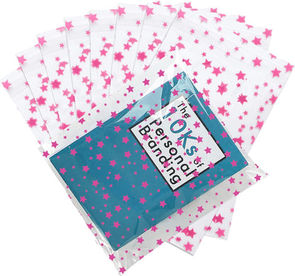100 Pcs Star Printed 5"X 7" Gift Wrap Cello Cellophane Treat Bags Party Favor bags Clear Candy Cookie Bag Plastic Poly Goodie Storage Bag with Twist Ties for Bakery,Birthday, Wedding ,Party Decorations (Gold)