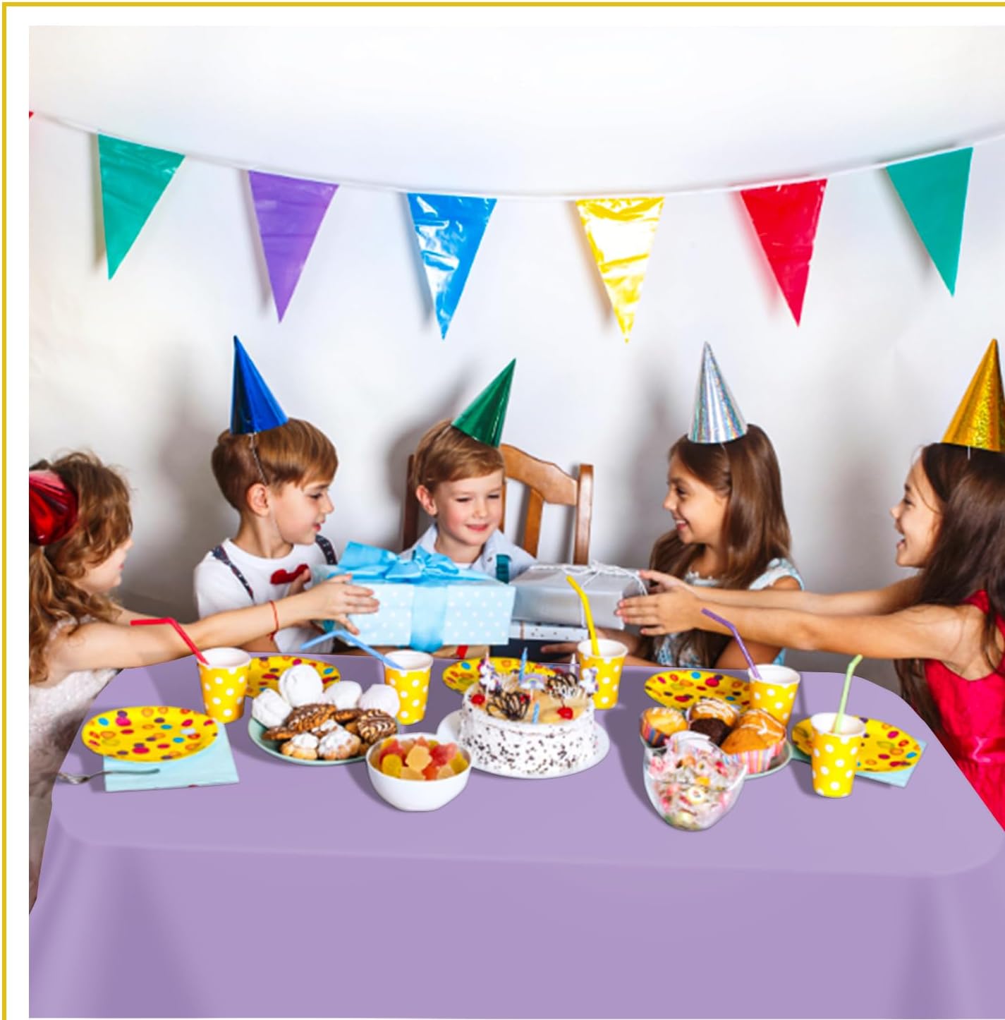 tujol Royal Blue 6 Pack Plastic Table Cloth 54" x 108", Disposable Tablecloths Rectangle Table Cover, Plastic Tablecloths for Parties