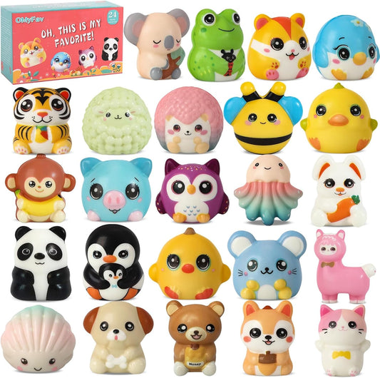 24PCS Squishy Party Favors for Kids - Cute Squishies Toys Bulk Animal Squishy Party Favors Birthday Goodie Bags Stuffers End of Year Student Gifts from Teacher 5th Grade Graduation Gifts