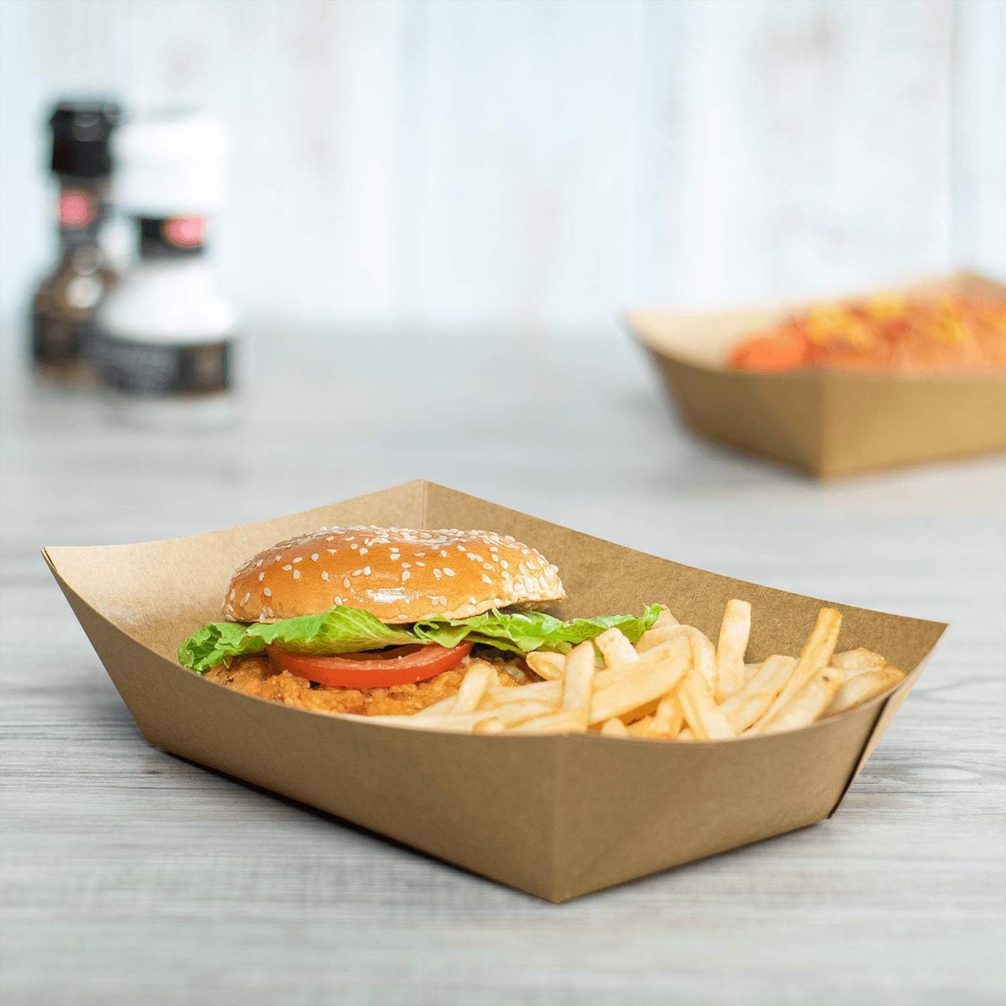 Karat Paper Food Trays Disposable [2 LB - 1,000 ct] Sturdy Food Boats, Leak Resistant | Ideal for Snacks, Nachos and Finger Foods