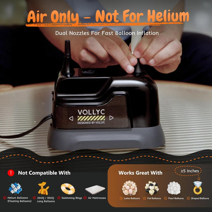 Balloon Pump Electric, Dual Nozzle Balloon Inflator Air Pump, Fast & Easy Inflation for Party Decorations, Birthday Decorations – Lightweight, Portable Balloon Blower Machine