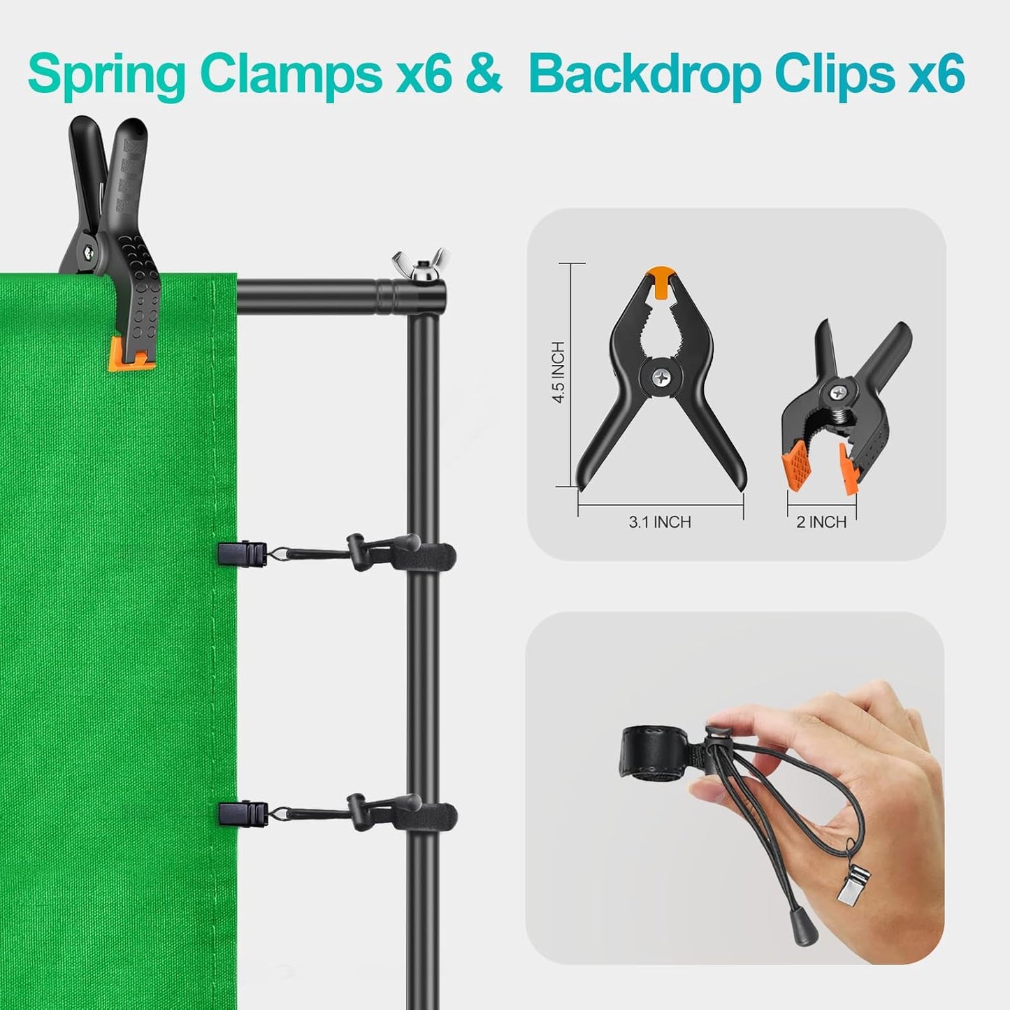 EMART 8.5 x 10 ft Backdrop Support System, Professional Photography Lighting Kit with 5500K 50W LED, 6 * 9ft Backdrop *3, Reflector,Umbrellas&Softbox Lighting Kit for Studio, Portrait, Video Shooting
