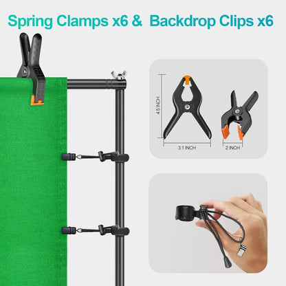 EMART 8.5 x 10 ft Backdrop Support System, Professional Photography Lighting Kit with 5500K 50W LED, 6 * 9ft Backdrop *3, Reflector,Umbrellas&Softbox Lighting Kit for Studio, Portrait, Video Shooting