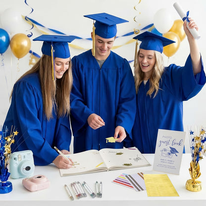 Pajean Graduation Guest Book Set Class of 2026 Memory Scrapbook with Photo Guest Book Sign Dual Tip Pens Photo Corner Stickers Grad Cap Stickers for Grad Party Decorations Supplies Gifts (Black)