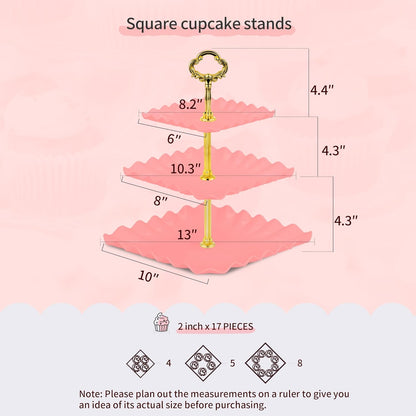 NWK 5 Piece Cake Stand Set with 2 x Large 3-Tier Cupcake Stands, 3 x Appetizer Trays, for Wedding Birthday Baby Shower Tea Party Decorations (White)