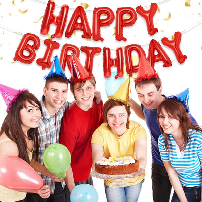 PIGETALE Happy Birthday Banner, 16 Inch Mylar Foil Letters Sign Bunting Happy Birthday Balloon Letters Balloons Reusable Ecofriendly Material for Girls Boys Kids Women Men (Hot Pink)