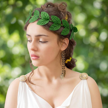 meekoo 6 Pieces Laurel Wreath Headband Greek Roman Leaf Crown Headpiece for Women Men Toga Costume Wedding Headwear (Gold)