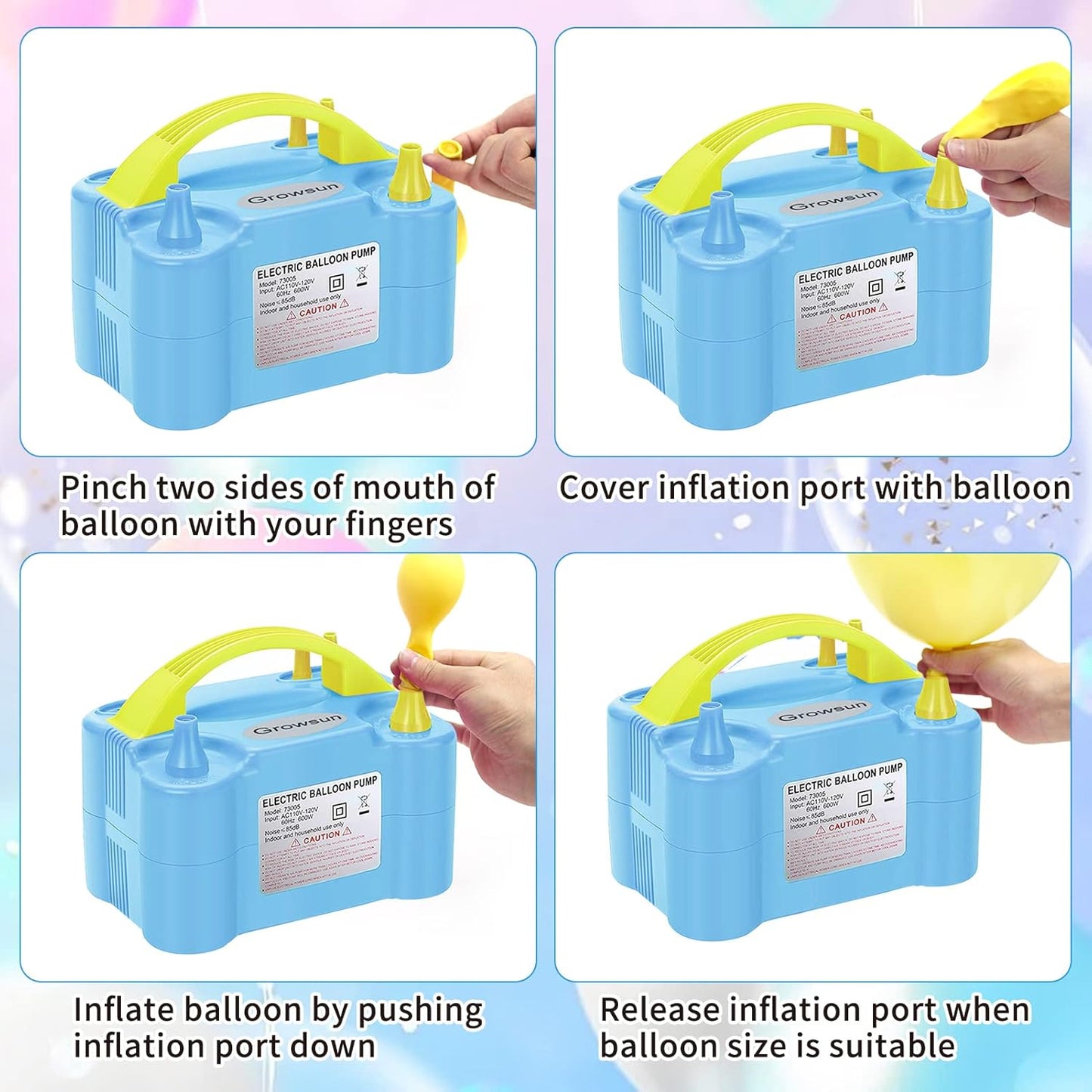 Growsun Balloon Pump Electric 110V 600W Balloon Garland Arch Kit Air Blower Inflator for Party Balloons Decoration Baby Shower Tape Strip Include