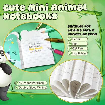 Wovnet 100 Packs Mini Notebooks Party Favors Animal Small Cute Pocketbook Bulk Cartoon Cat Dog Rabbit Bear Monkey Themed for Christmas Gift