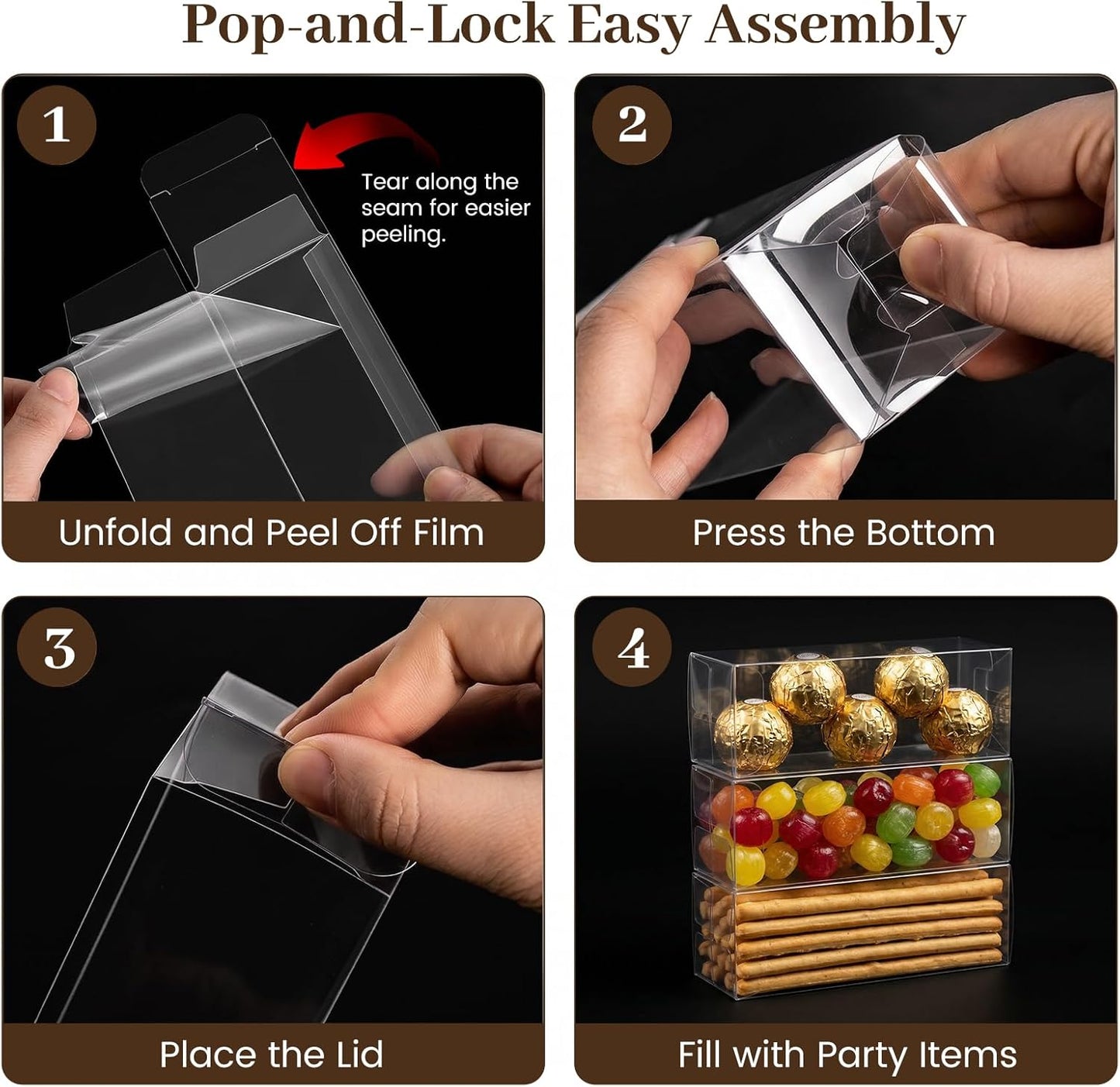 VGOODALL 100 Pcs Clear Favor Boxes, 2x2x2 Inch Small Transparent Cube Gift Boxes for Candy, Macarons, Jewelry, Wedding, Birthday, Baby Shower Party Favors