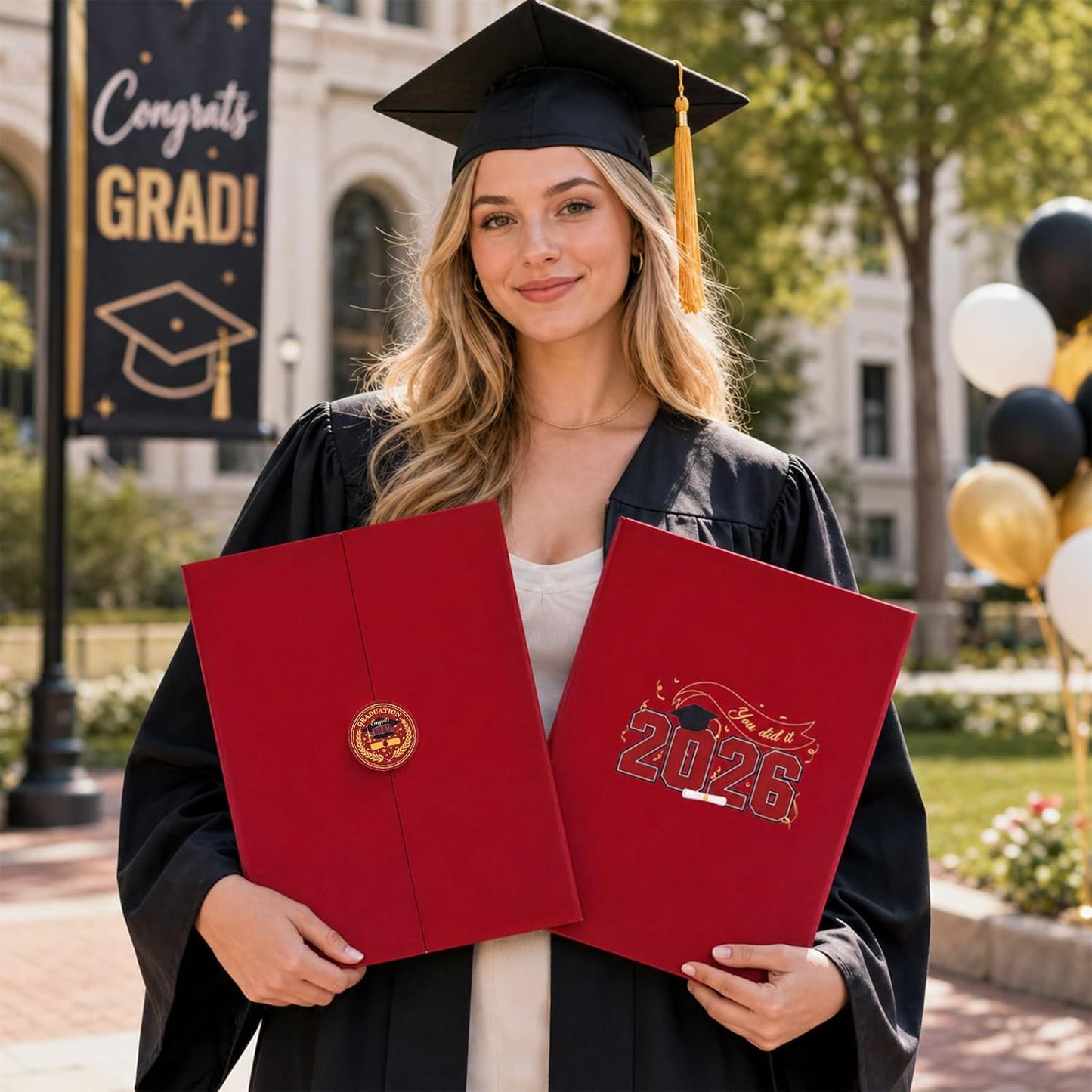 Graduation Guest Book 2026, Blue Gold Graduation Decorations Class of 2026 Graduates Sign in Book Signature Board Congrats Grad Decor Party Supplies, High School College Graduations Gifts for Her Him
