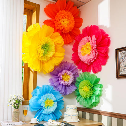 Giegxin 20 Pcs 31.5'', 23.6'', 11.8'', 9.8'' Pink Giant Paper Flower Boho Large Tissue Flower for Wall Pink Pom Pom Floral Decoration for Wall Wedding Bridal Shower Classroom Tea Party Birthday Decor
