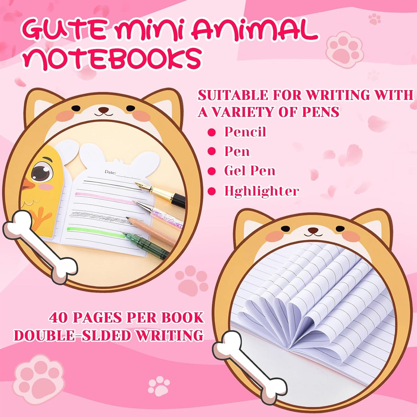 Maxdot 48 Pcs Farm Animals Mini Notebooks Bulk Party Favors Gift Small Cute Pocket Notepads with 20 Sheets, Gifts for Birthday, Back to School Party Classroom Prizes Gift