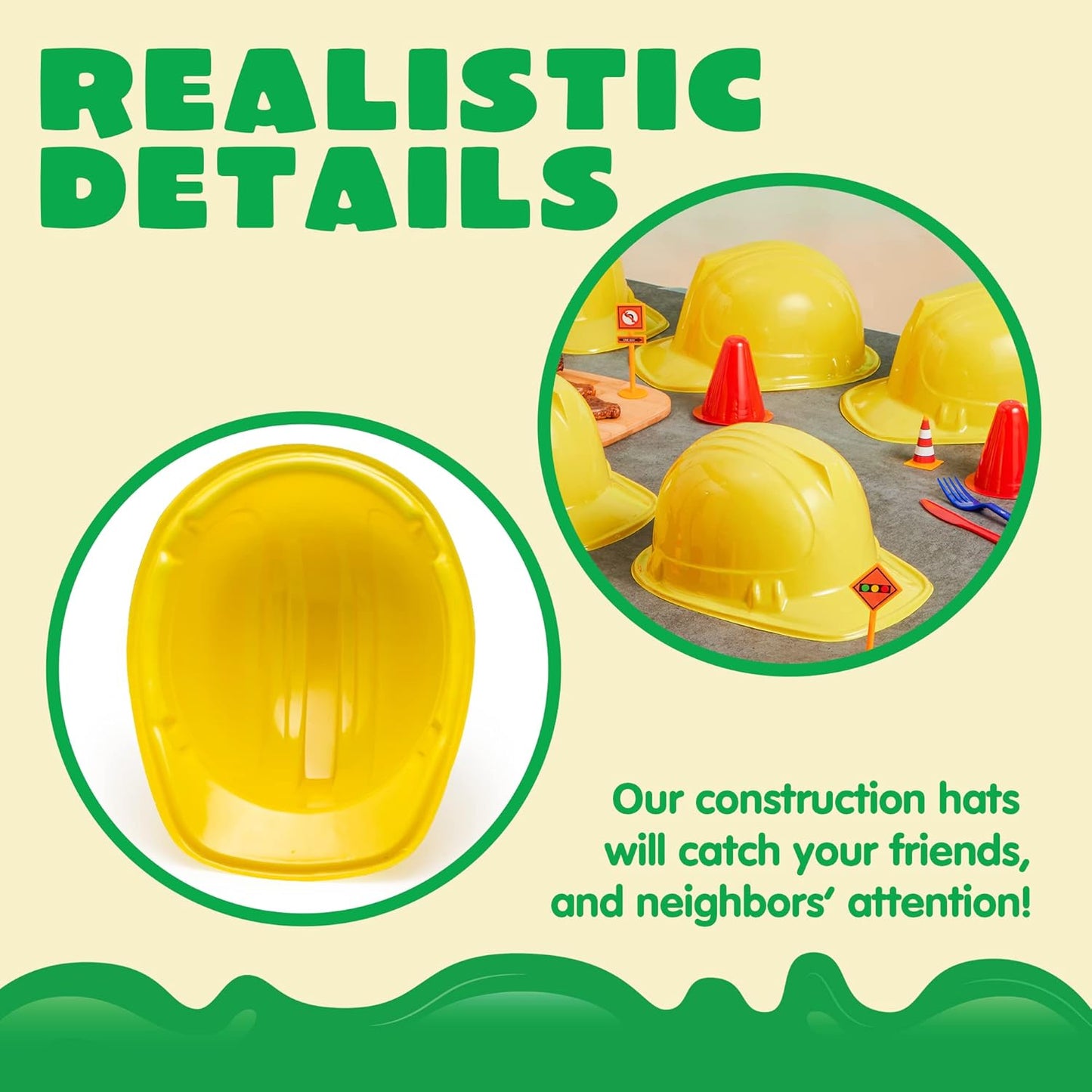JOYIN 24 Pcs Toy Construction Hard Hats, Soft Plastic Yellow Kids Party Hat, Birthday for Construction Birthday Party, Children’s Engineer,Building Dress Up Hats, Theme Party Favors