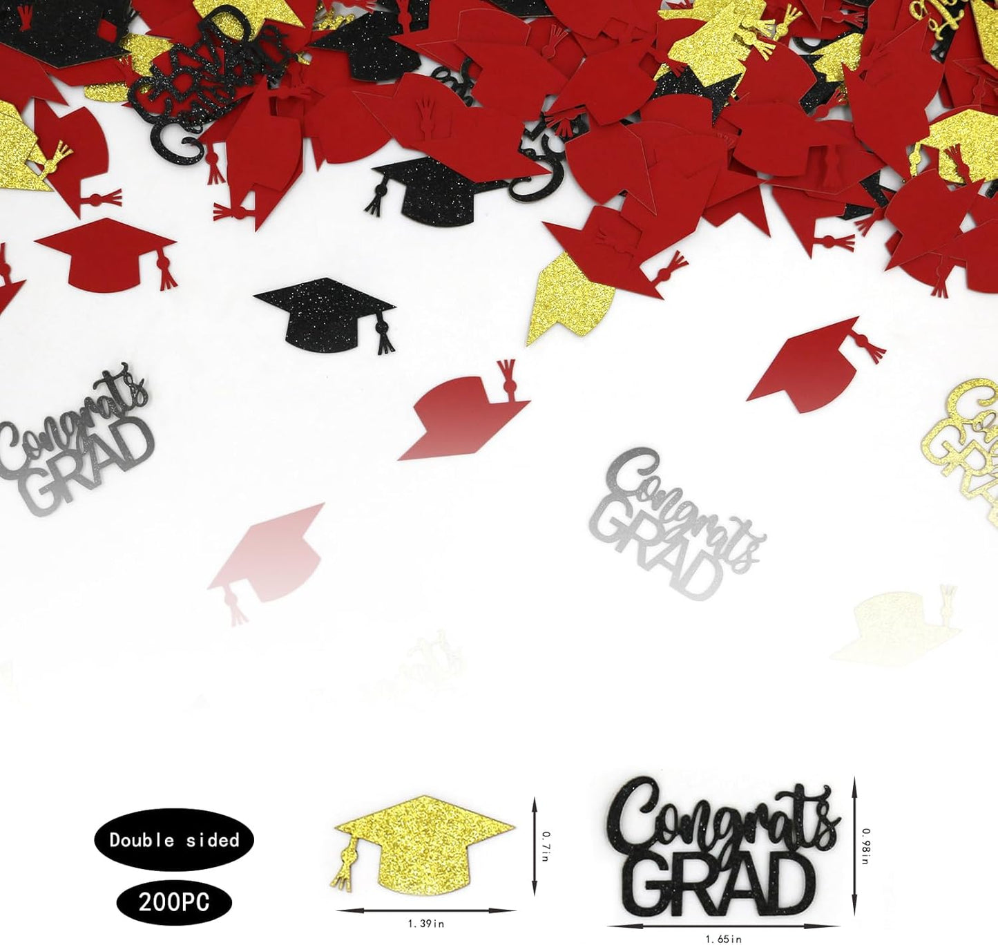 200PC Gold Graduation Confetti Class of 2026 Congrats Grad Confetti for Table Grad Cap Scatters for Graduation party decorations 2026