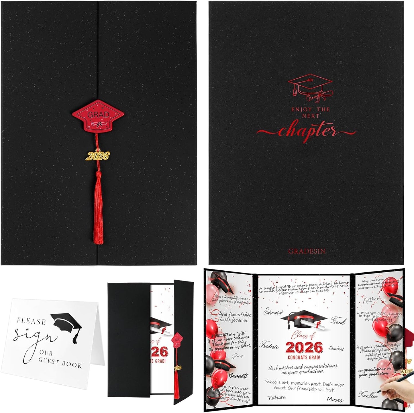 kockuu 2026 Graduation Guest Book Signature Board, Pink Class of 2026 Graduation Sign in Book to Sign Decor for Grad Party High School College Grad Gifts