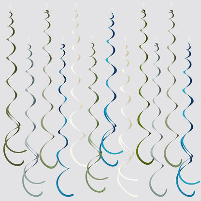 36 Pcs Blue Hanging Swirl Decorations Ombre Royal Blue White Felt Swirl Streamer Spiral Ceiling Garland for Birthday Wedding Baby Shower Graduation Under The Sea Nautical Ahoy Achor Party Supplies