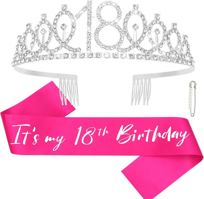 CAVETEE Silver Birthday Crown for Girls Birthday Decorations Birthday Gifts for Women and Girls
