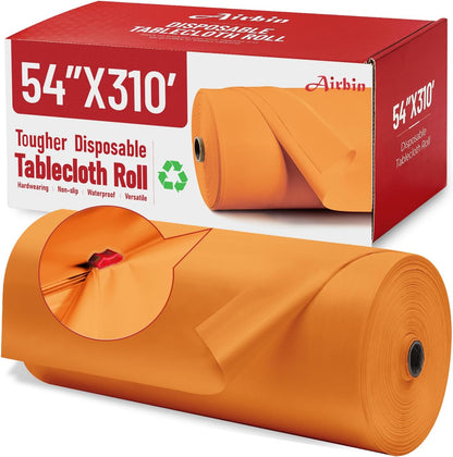 Plastic Table Cloth, 310 Ft X 54 in Disposable Tablecloth White Plastic Tablecloth with Any Cut Sliding Cutters Premium Table Cover Roll for Picnics, Parties, Birthdays, Weddings