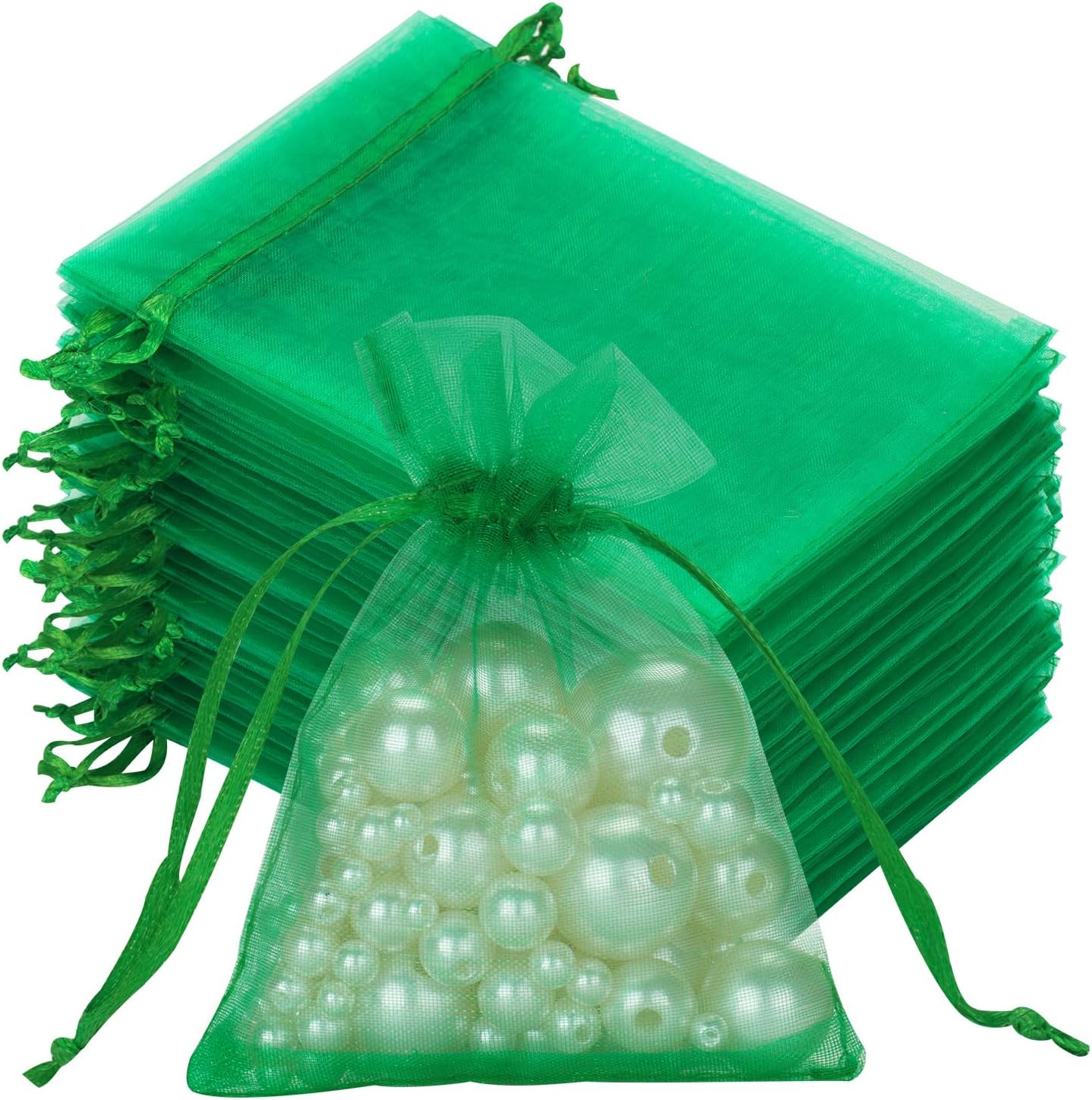 joycraft 50Pcs Organza Bags, 2x3 inch Gift Favor Bags, White Wedding Favor Bags, Jewelry Pouches with Drawstring, Mesh Bags Drawstring for Jewelry, Festival, Makeup, Candy, Desserts